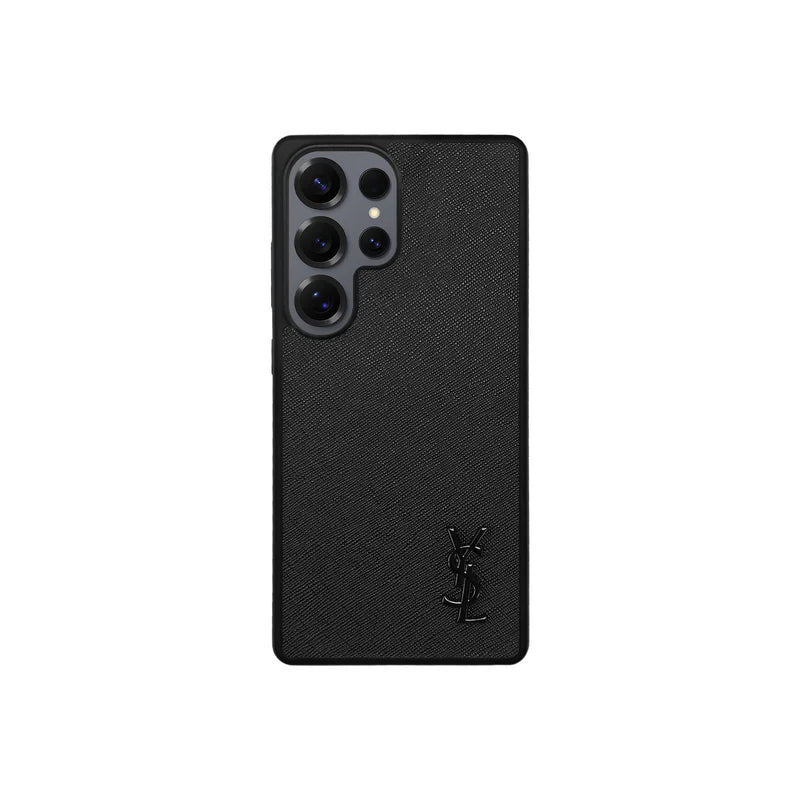 Luxury Black Saffiano Case for Samsung S22-S26 Series