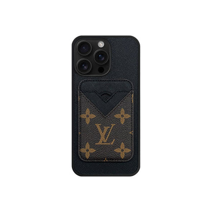 Set Magsafe Cardholder Orange LV Monogram Black with Case For iPhone 12-18 Pro & Pro Max