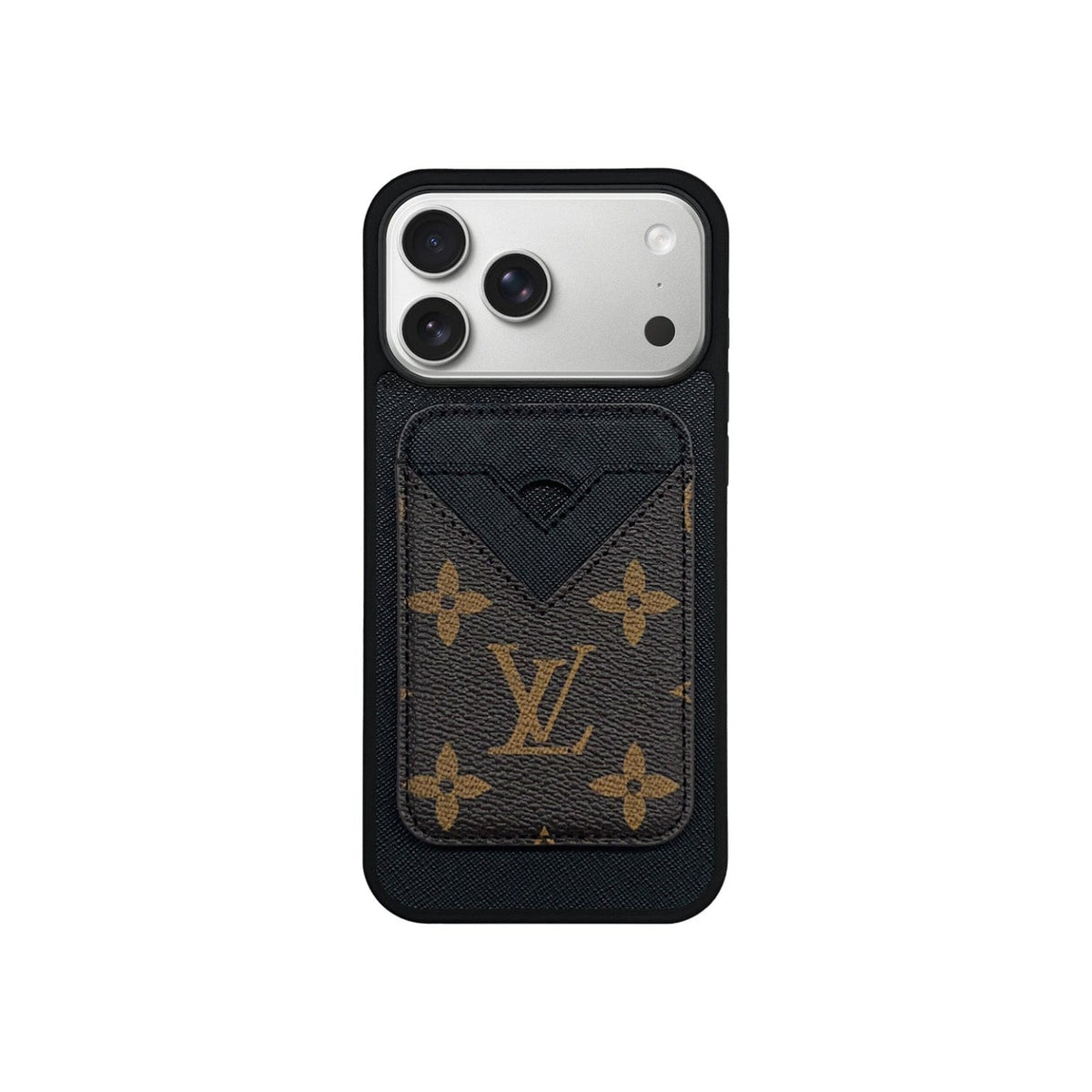 Set Magsafe Cardholder Orange LV Monogram Black with Case For iPhone 12-18 Pro & Pro Max