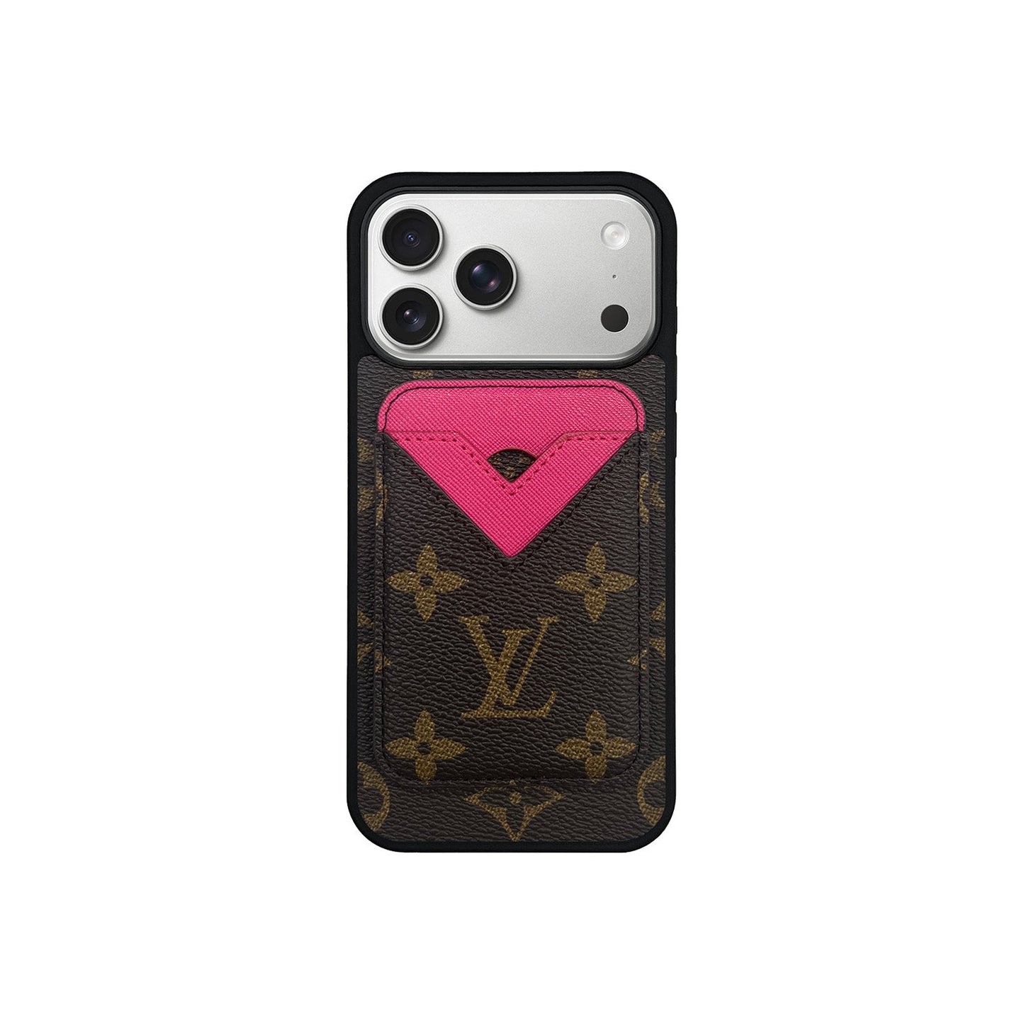 Set Magsafe Cardholder Orange LV Monogram Brown with Case For iPhone 12-17 Series