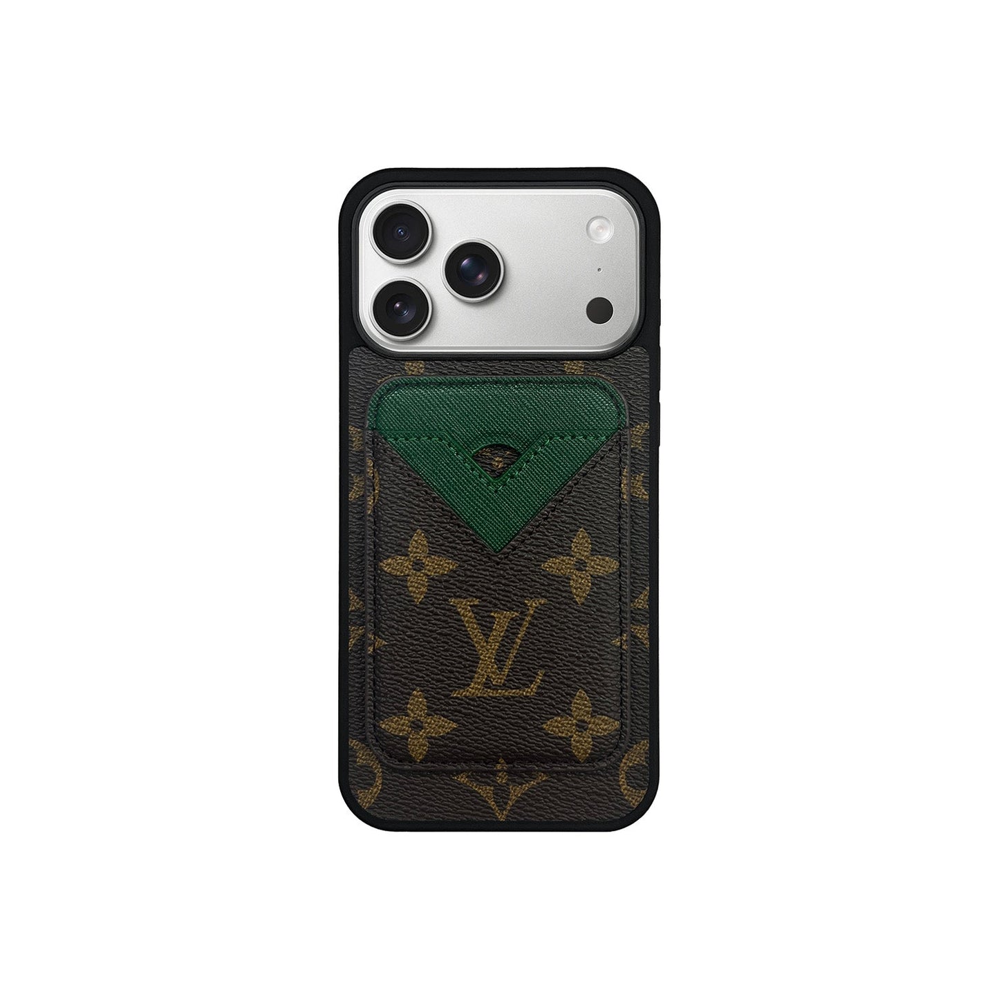 Set Magsafe Cardholder Orange LV Monogram Brown with Case For iPhone 12-17 Series