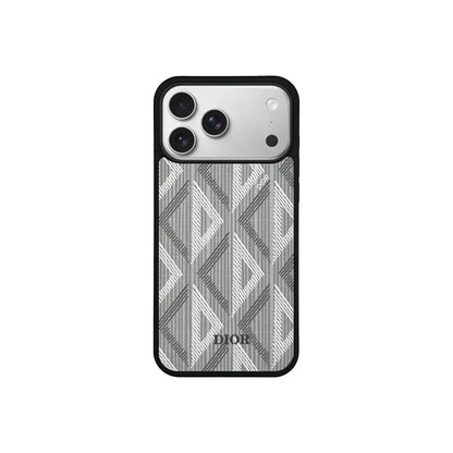 Luxury Woven Monogram & Geometric Slim Case for iPhone 12-18 Series