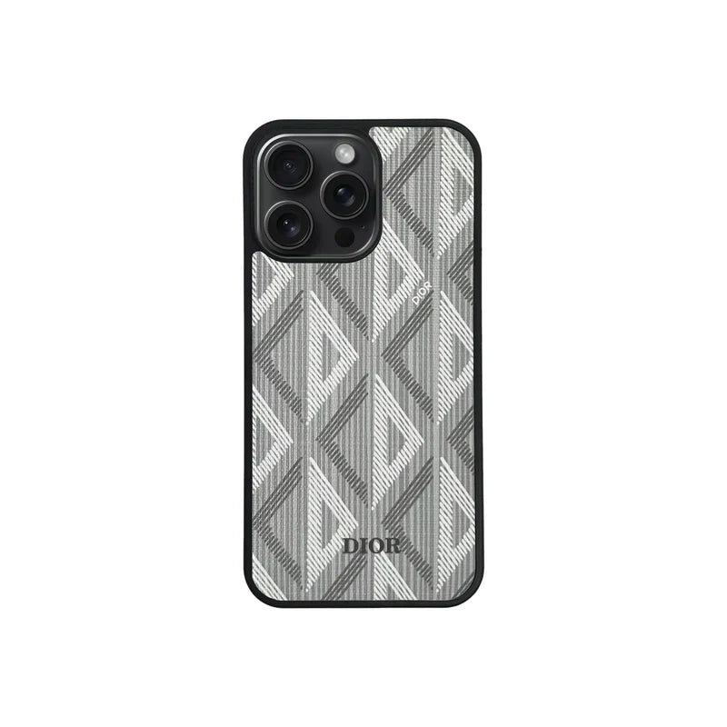 Luxury Woven Monogram & Geometric Slim Case for iPhone 12-18 Series