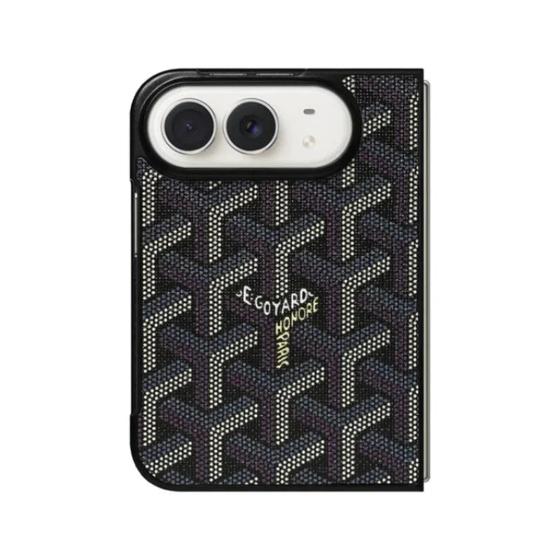 Luxury GYD Monogram Case Logo Black for iPhone Duo