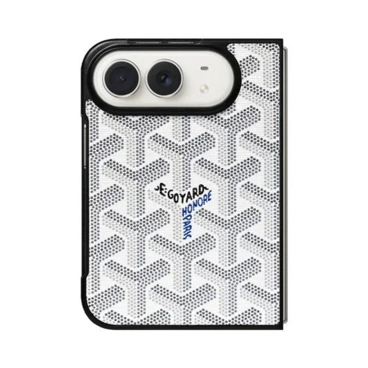 Luxury GYD Monogram Case Logo White for iPhone Duo
