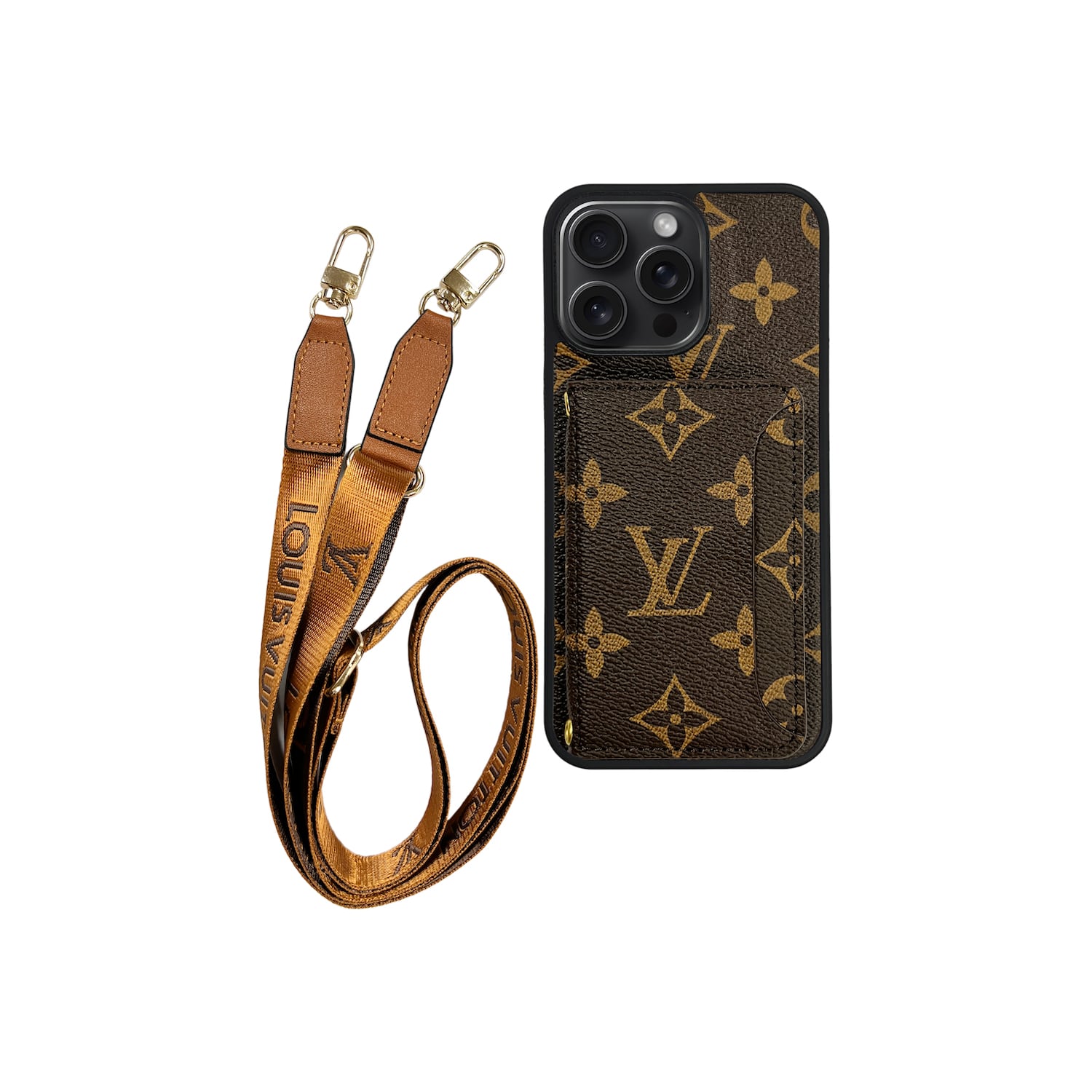 Lv Monogram Phone Case with Strap For iPhone 17/ 16/ 15/ 14