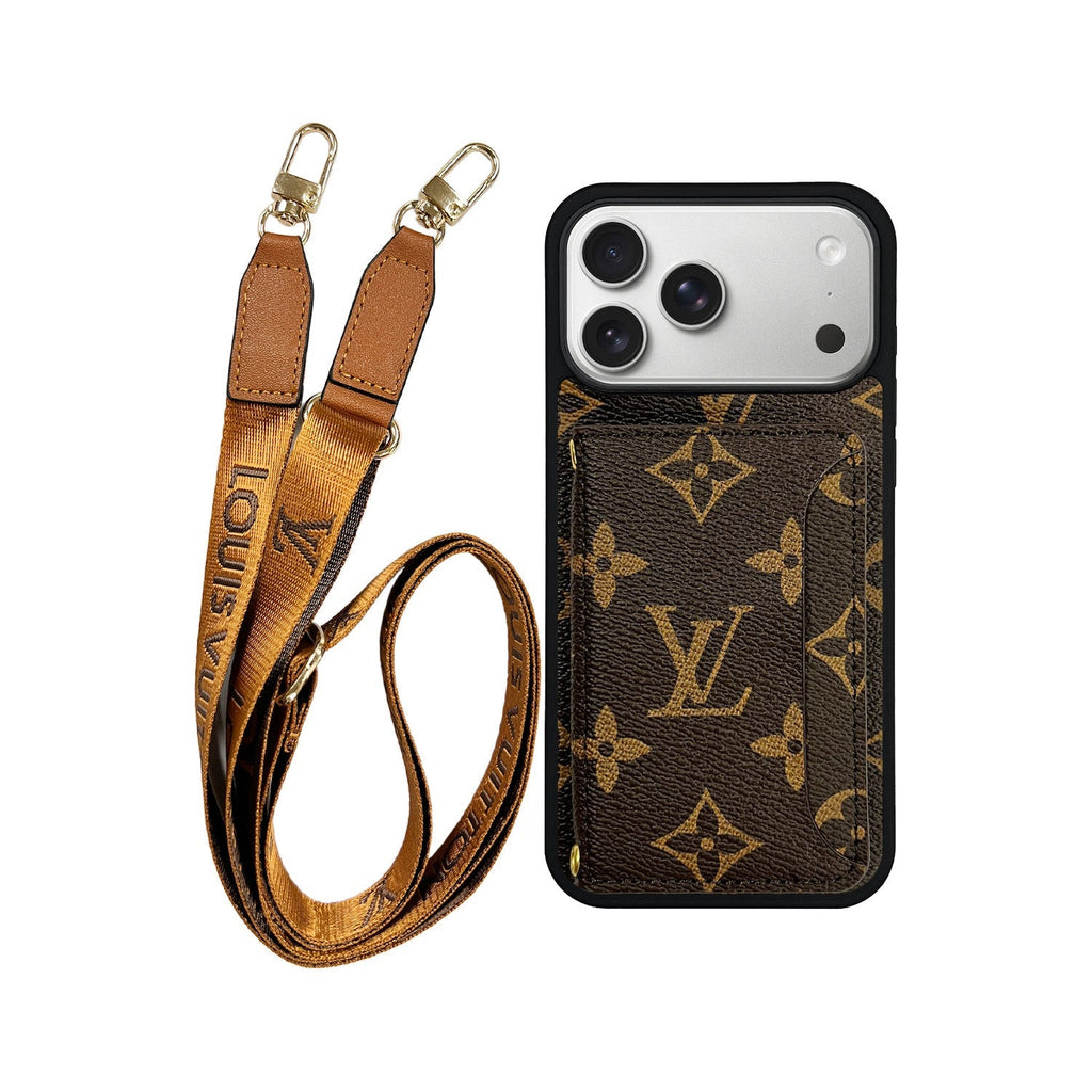 Lv Monogram Phone Case with Strap For iPhone 17/ 16/ 15/ 14