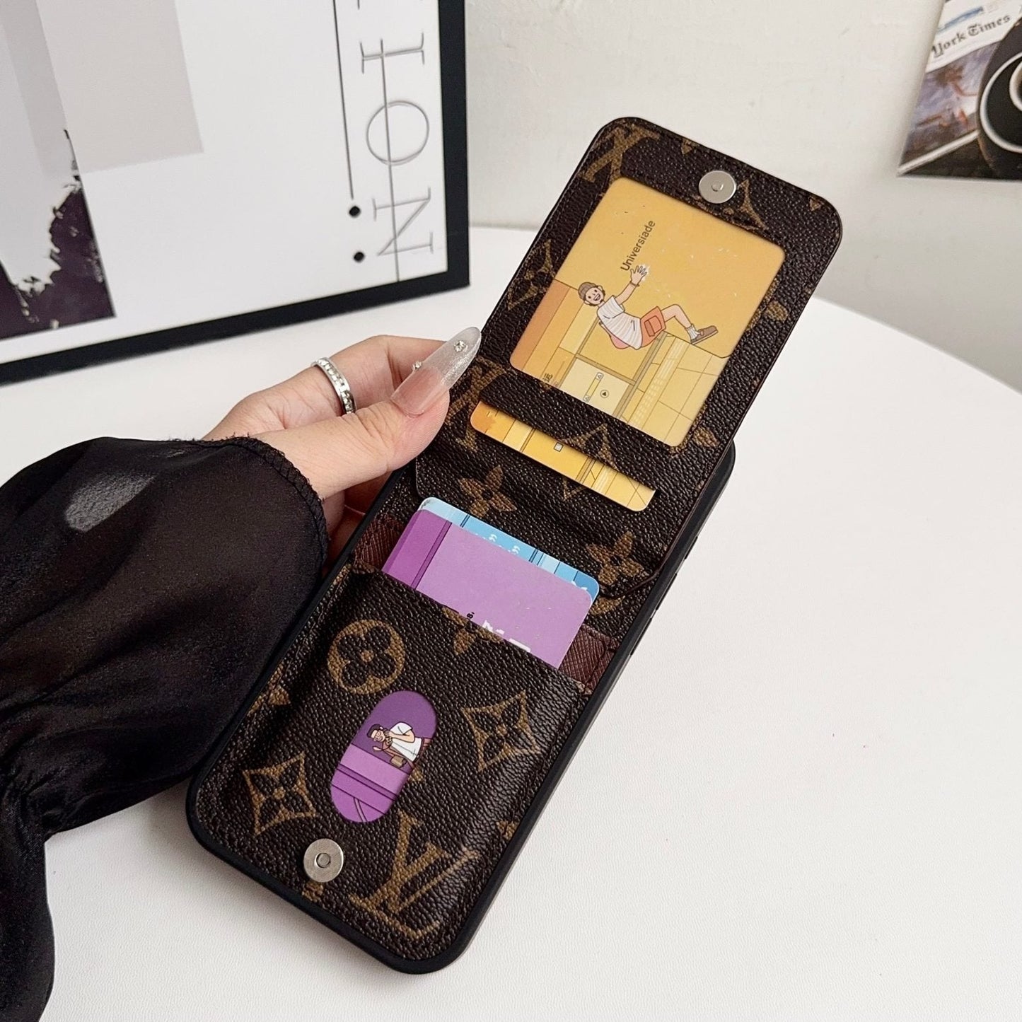 Louis V Card Holder Case For iPhone 12-17