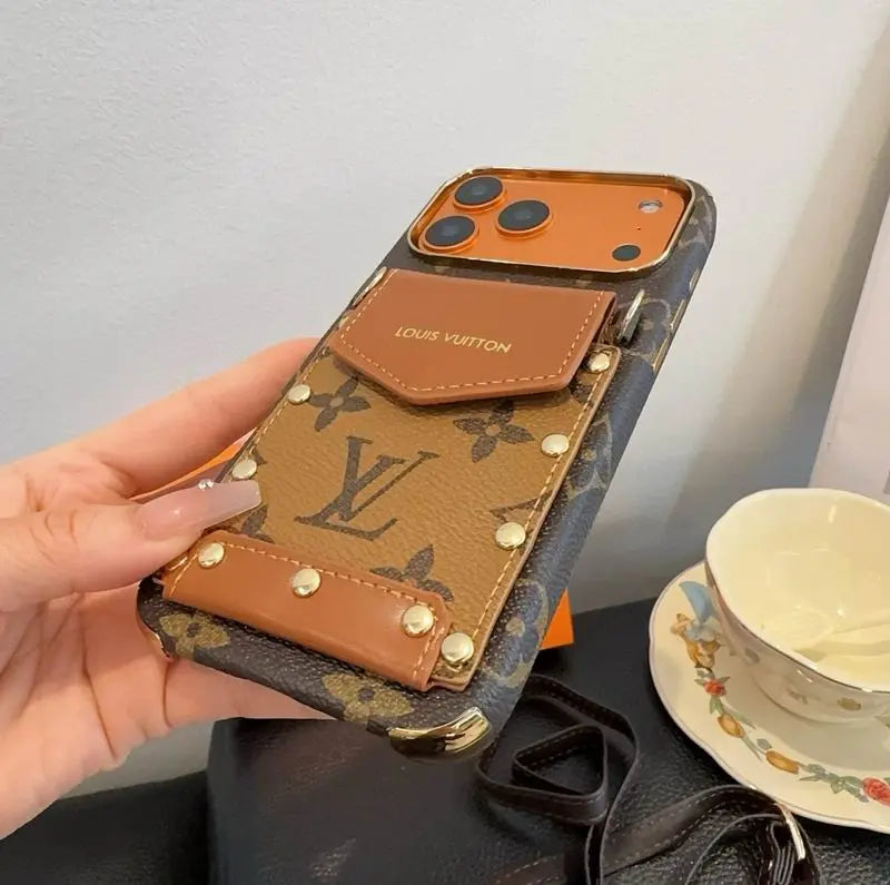 Luxury LV Phone Case with Strap For iPhone 17/ 16/ 15/ 14