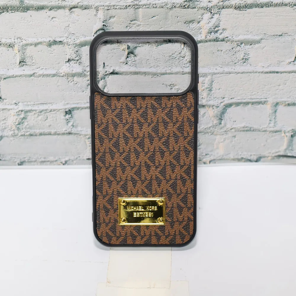 MK Leather Phone Case Metal Plate for iPhone 13-18 Pro & Pro Max