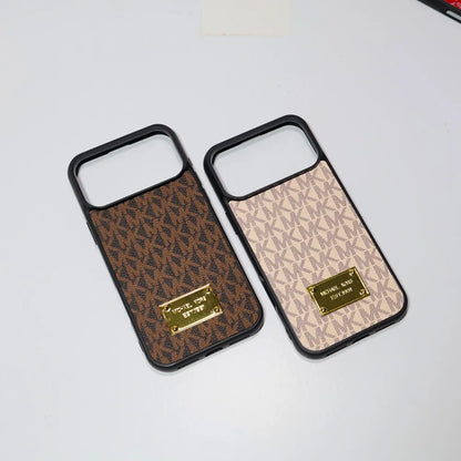 MK Leather Phone Case Metal Plate for iPhone 13-18 Pro & Pro Max