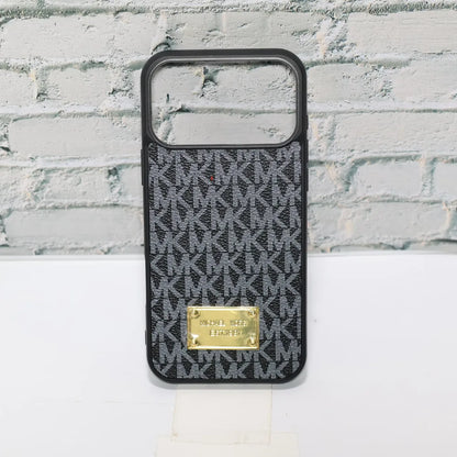 MK Leather Phone Case Metal Plate for iPhone 13-18 Pro & Pro Max