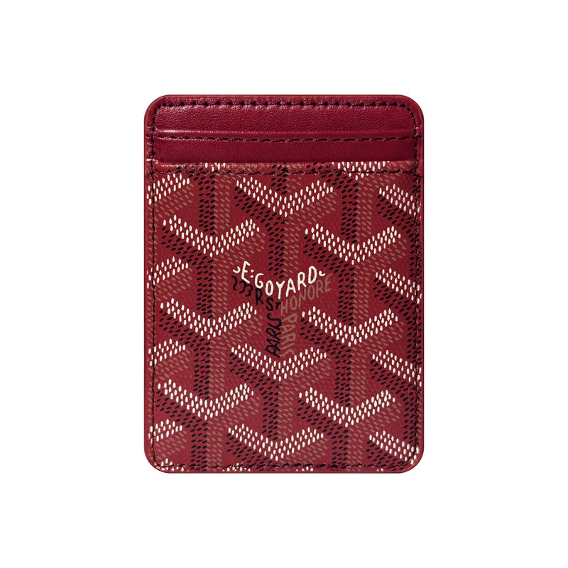  Premium Heritage Red magnetic MagSafe card holder with a luxurious geometric pattern