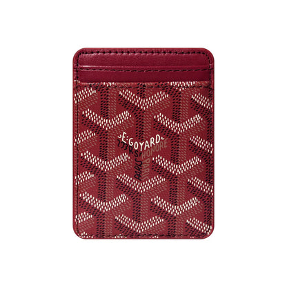  Premium Heritage Red magnetic MagSafe card holder with a luxurious geometric pattern