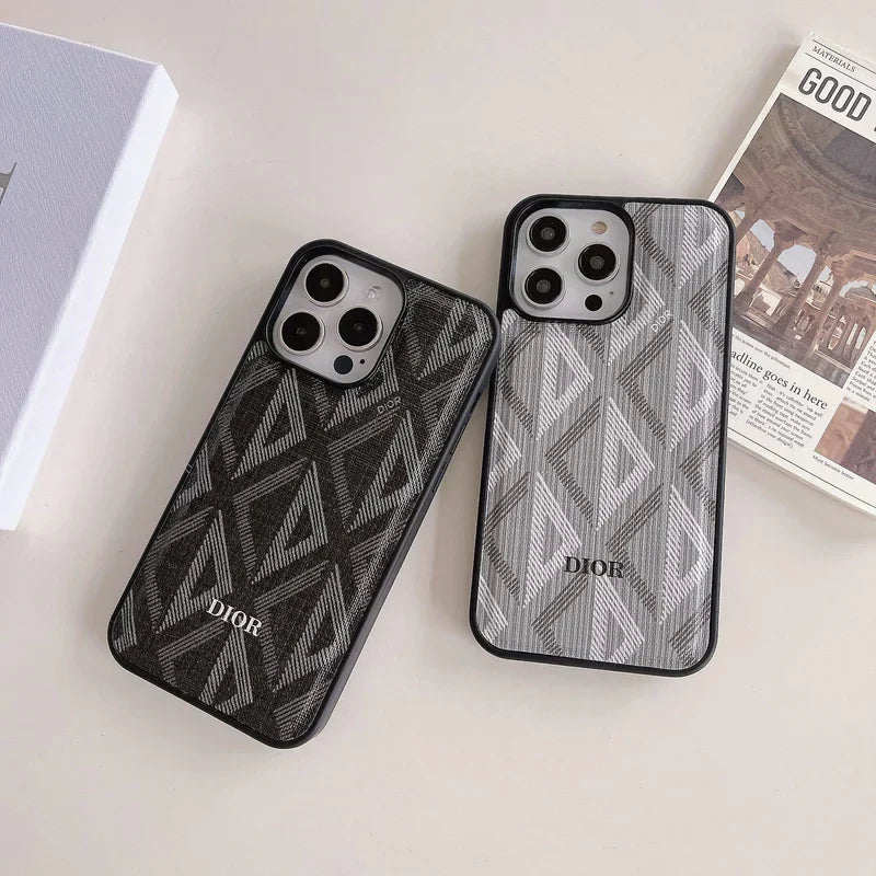Luxury Woven Monogram & Geometric Slim Case for iPhone 12-18 Series