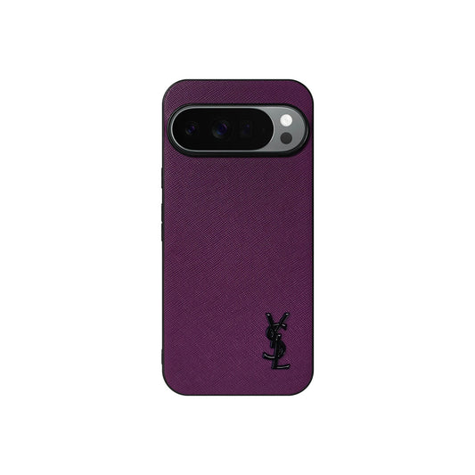 YSL Luxury Leather Case in Classic Purple For Google Pixel