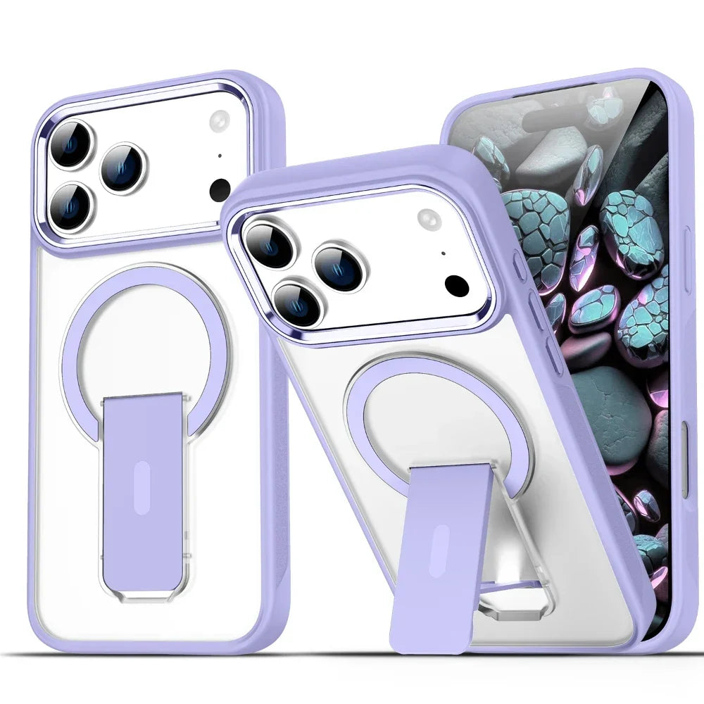 Folding Stand Holder Magsafe Shockproof  Phone Case For iPhone 17 / 16 / 15 / 14