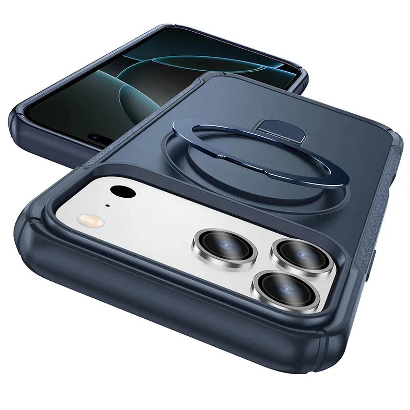 Metal Ring Stand  Magnetic Case Wireless Charger Cover Funds For Magsafe IPhone 17/ 16 /15 14 THEROXYMOB