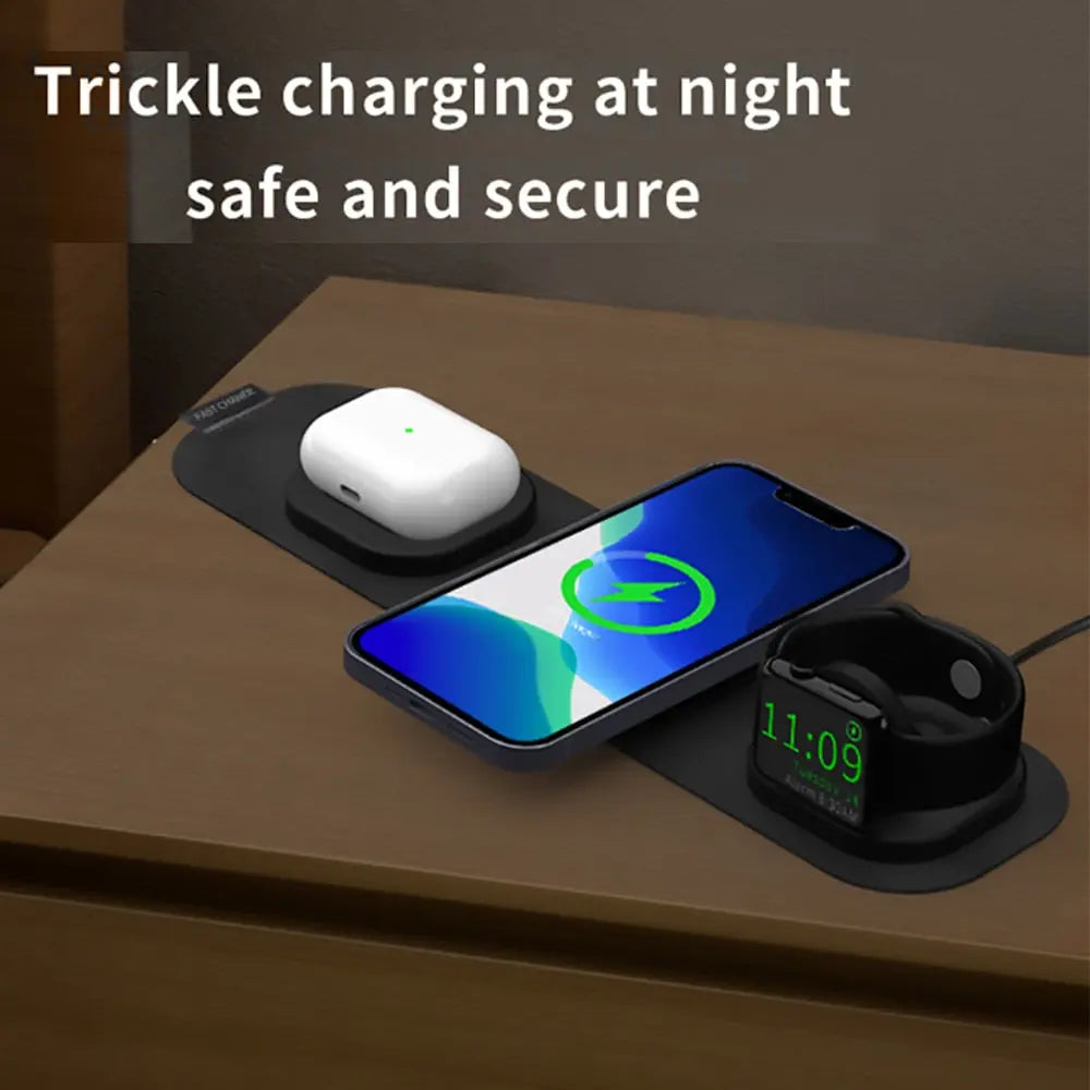 3 in 1 Travel Wireless Charger Foldable for iPhone / Apple Watch / AirPods - theroxymob