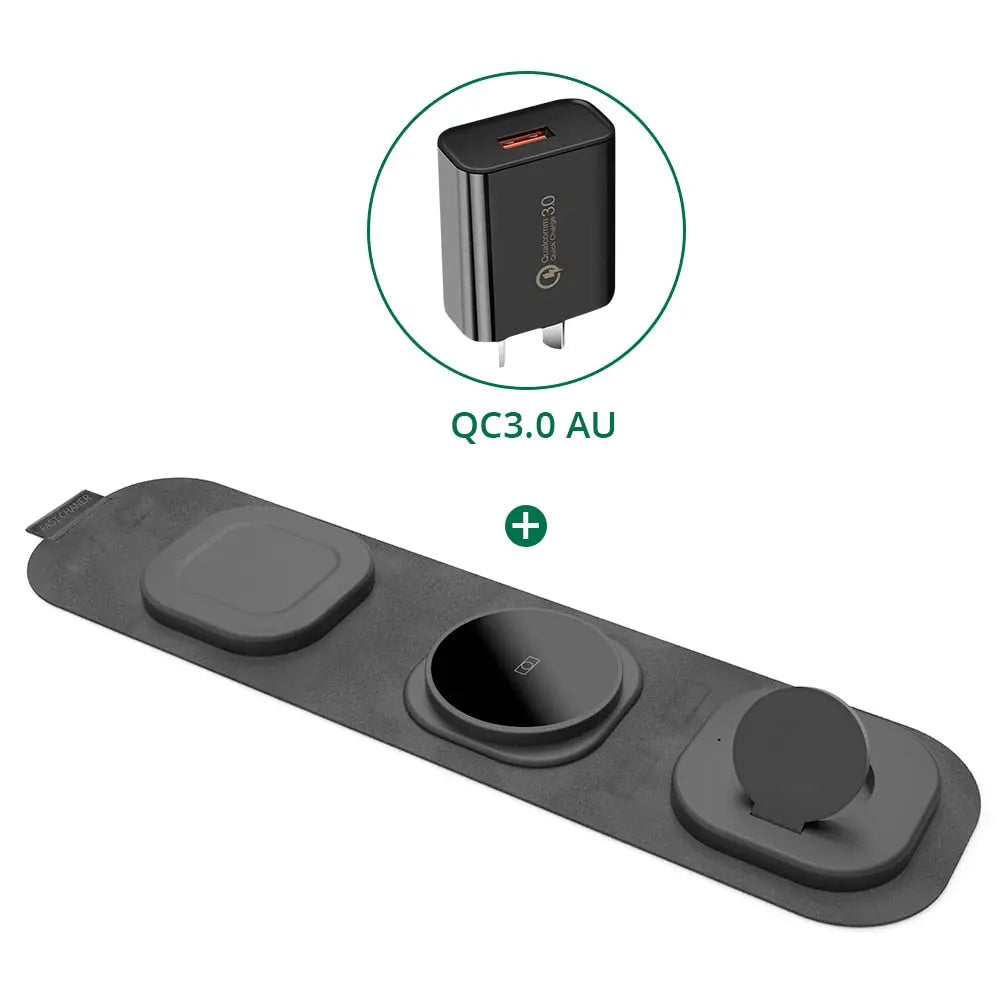 3 in 1 Travel Wireless Charger Foldable for iPhone / Apple Watch / AirPods - theroxymob