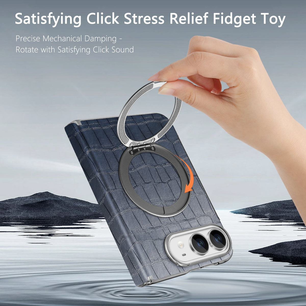 Luxury Leather Ring Stand Case for iPhone Duo