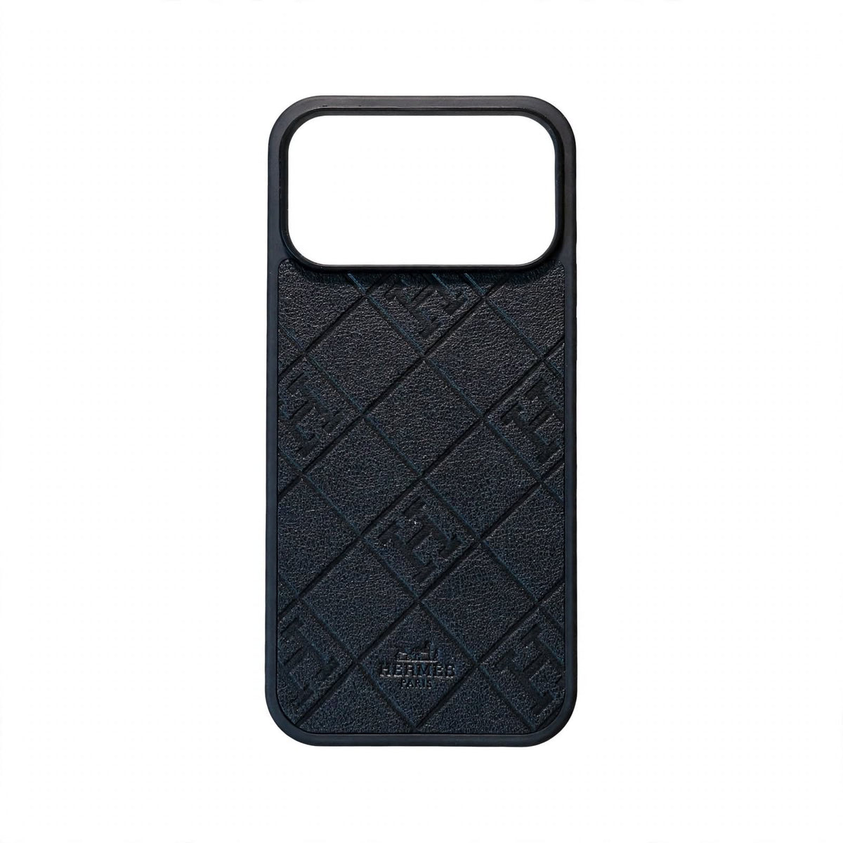 HRM Quilted Leather Case with Border Frame for iPhone 12-18 Pro & Pro Max