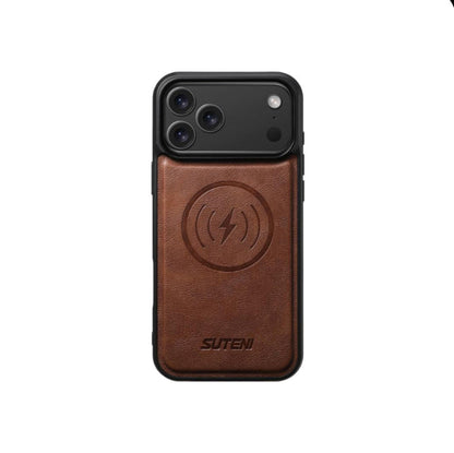 Cowhide Leather Magnetic Phone Case For iPhone 17 / 16 / 15 / 14