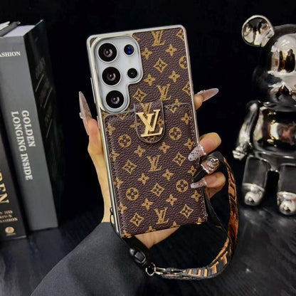 Luxury LV Style Leather Wallet Case for Samsung Galaxy S23-S26 Series