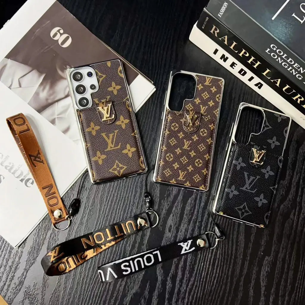 Luxury LV Style Leather Wallet Case for Samsung Galaxy S23-S26 Series