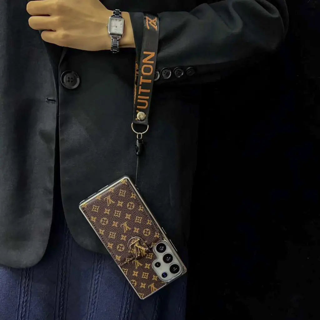 Luxury LV Style Leather Wallet Case for Samsung Galaxy S23-S26 Series