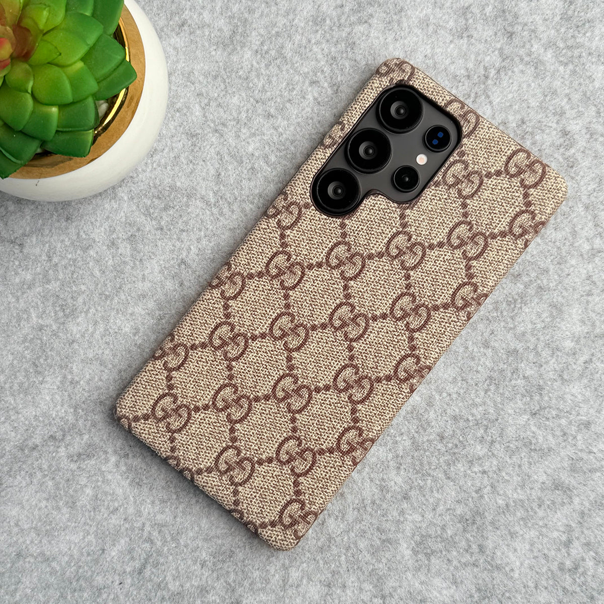 Luxury GG Monogram Slim Case for Samsung Galaxy S22-S25 Series