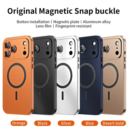 Luxurious Aluminium Magnetic Phone Case Lens Glass Protective For iPhone 12-17