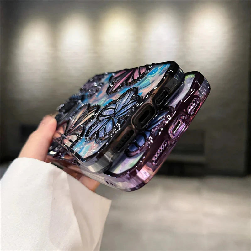 LUXURY PLATING COLOUR FASHION FLOWERS PHONE CASE FOR IPHONE theroxymob