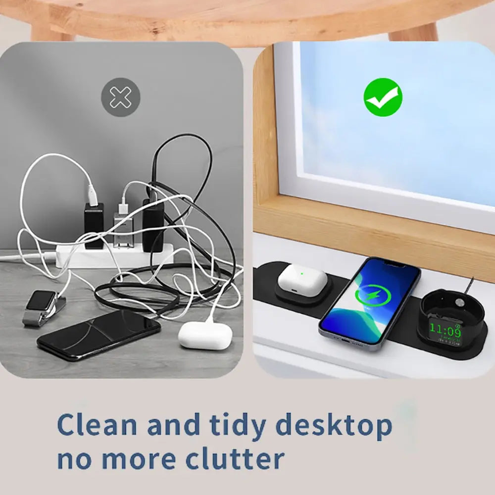3 in 1 Travel Wireless Charger Foldable for iPhone / Apple Watch / AirPods - theroxymob