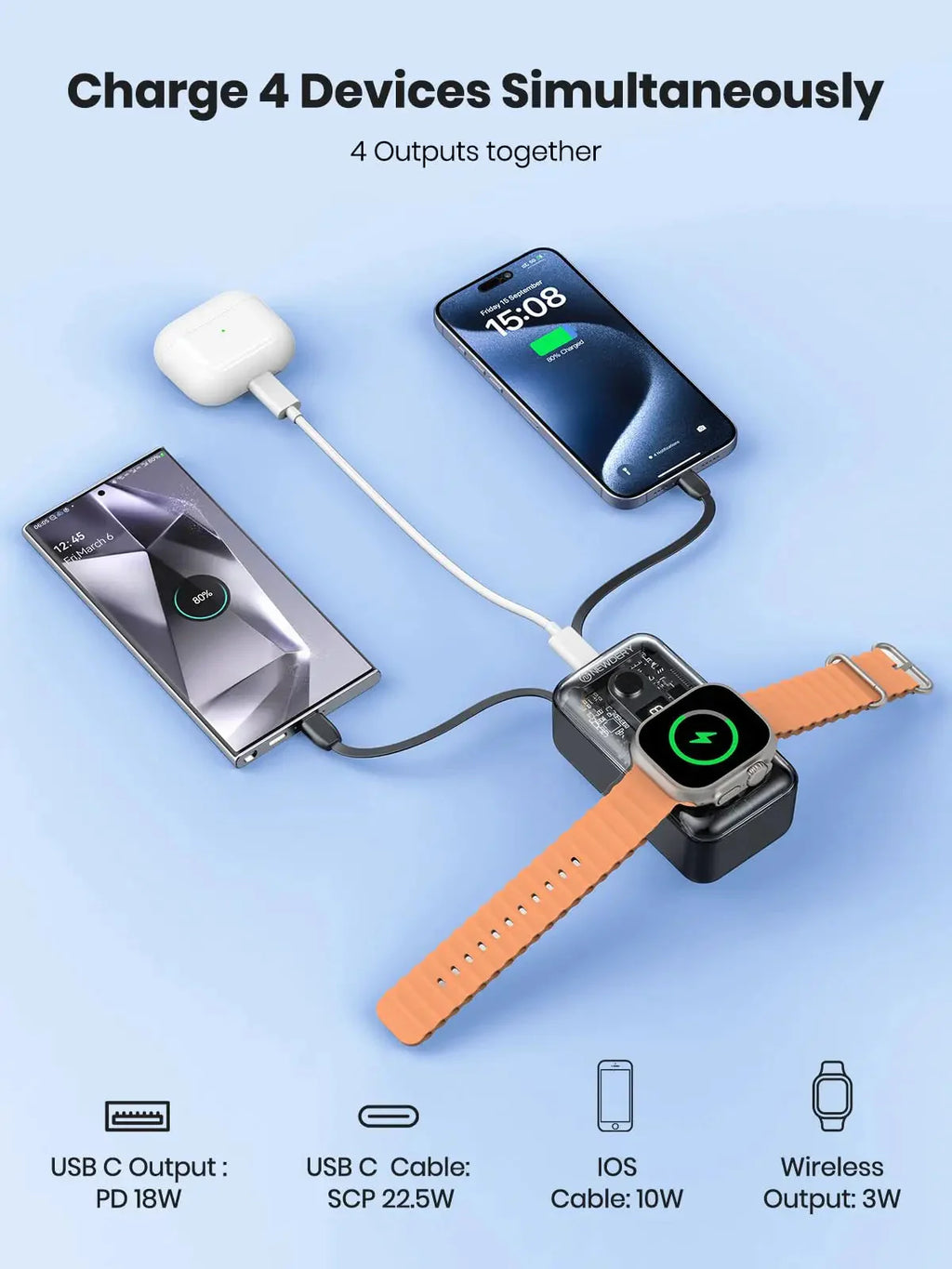 4 In 1 Built-in Two Cables Power Bank theroxymob