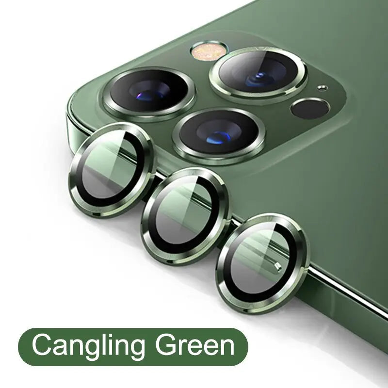 Luxury Metal Frame Glass Camera Lens Protector On Camera Protectors For iPhone 13/12 Series - theroxymob