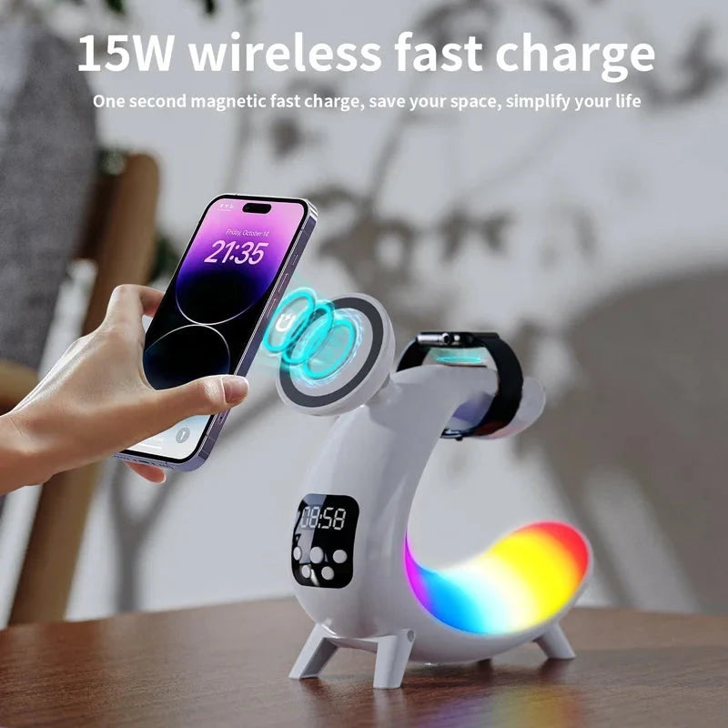 6IN1 ALARM CLOCK MAGNETIC WIRELESS CHARGER FOR IPHONE 16 15 14 13 theroxymob