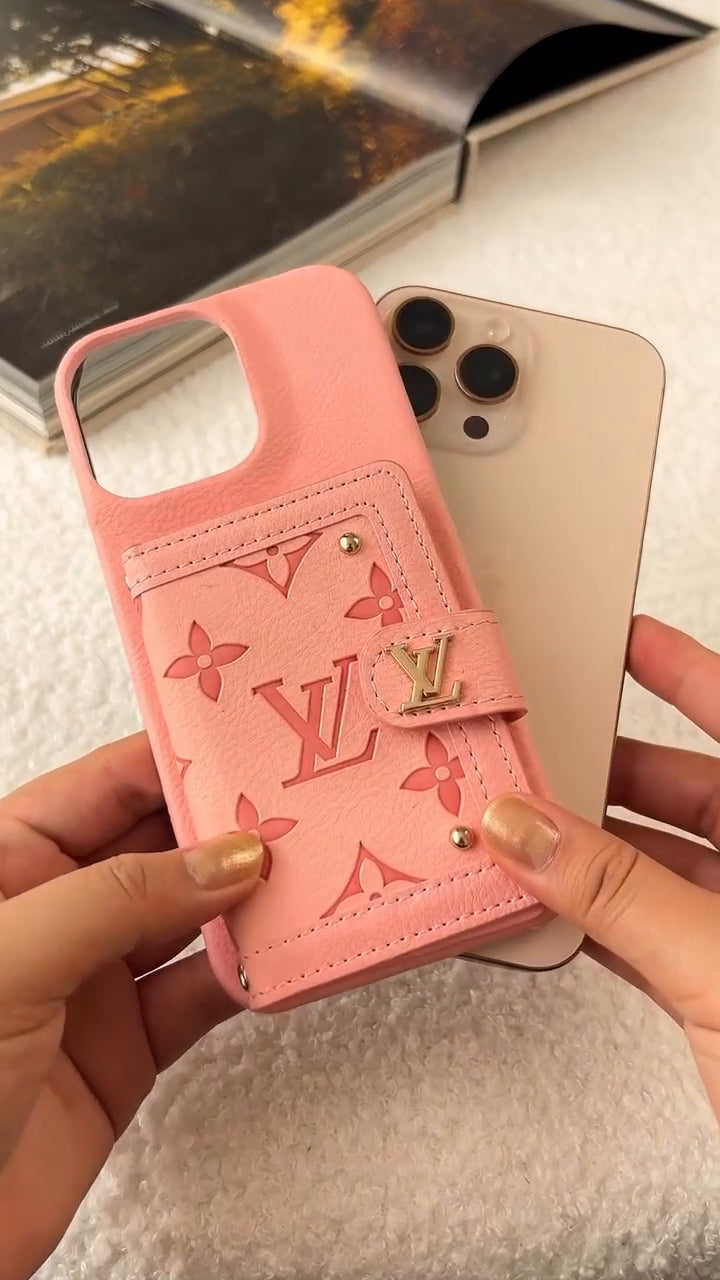 LV Luxury Leather Card Holder Phone Case for iPhone 17 16 15 14 THEROXYMOB