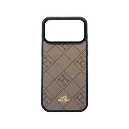 HRM Quilted Leather Case with Border Frame for iPhone 12-18 Pro & Pro Max