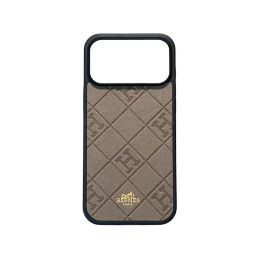 HRM Quilted Leather Case with Border Frame for iPhone 12-18 Pro & Pro Max