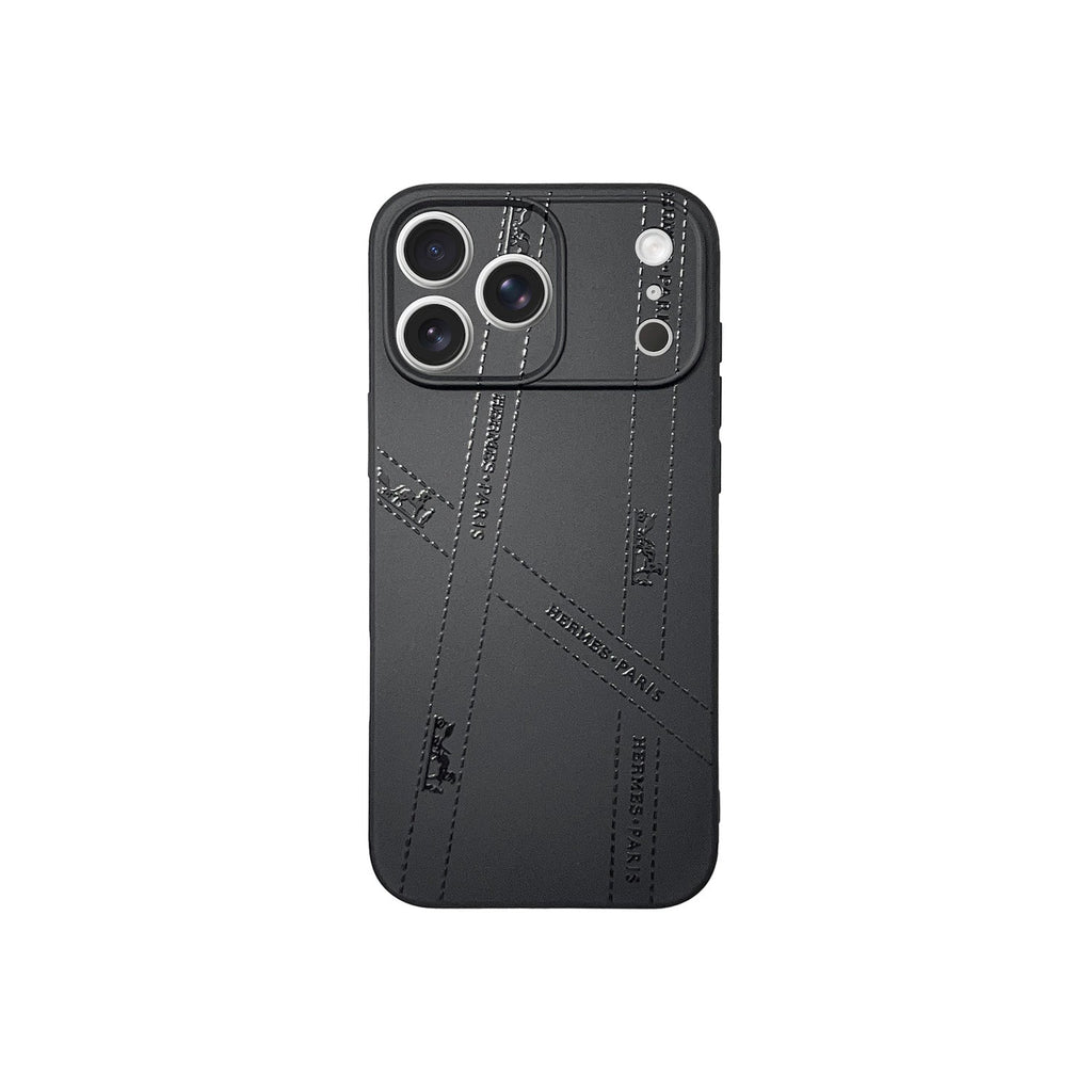 Hermes All Black Phone Case For iPhone 17/ 16/ 15/ 14