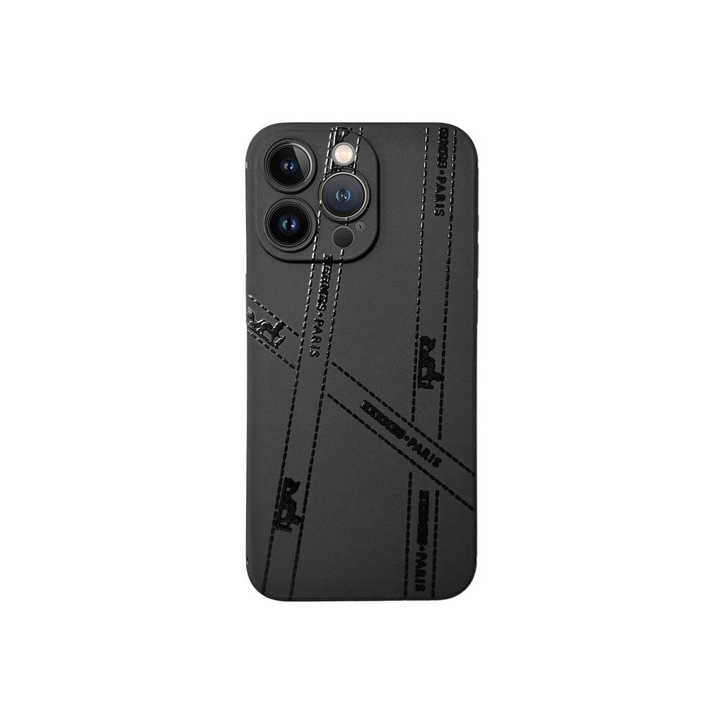 Hermes All Black Phone Case For iPhone 17/ 16/ 15/ 14