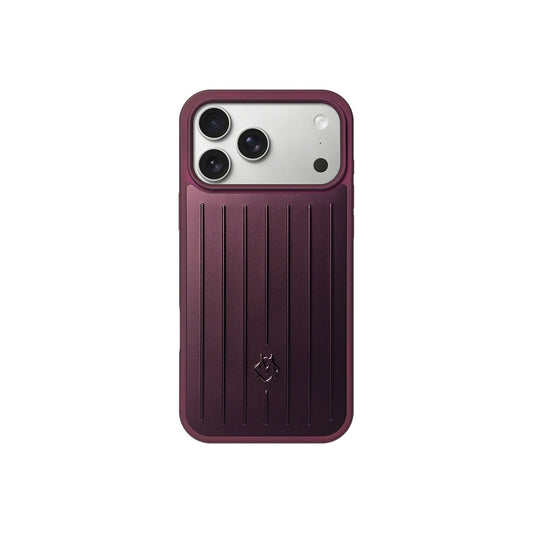 Luxurious Vertical Groove Burgundy iPhone Case – Shockproof Ribbed Cover