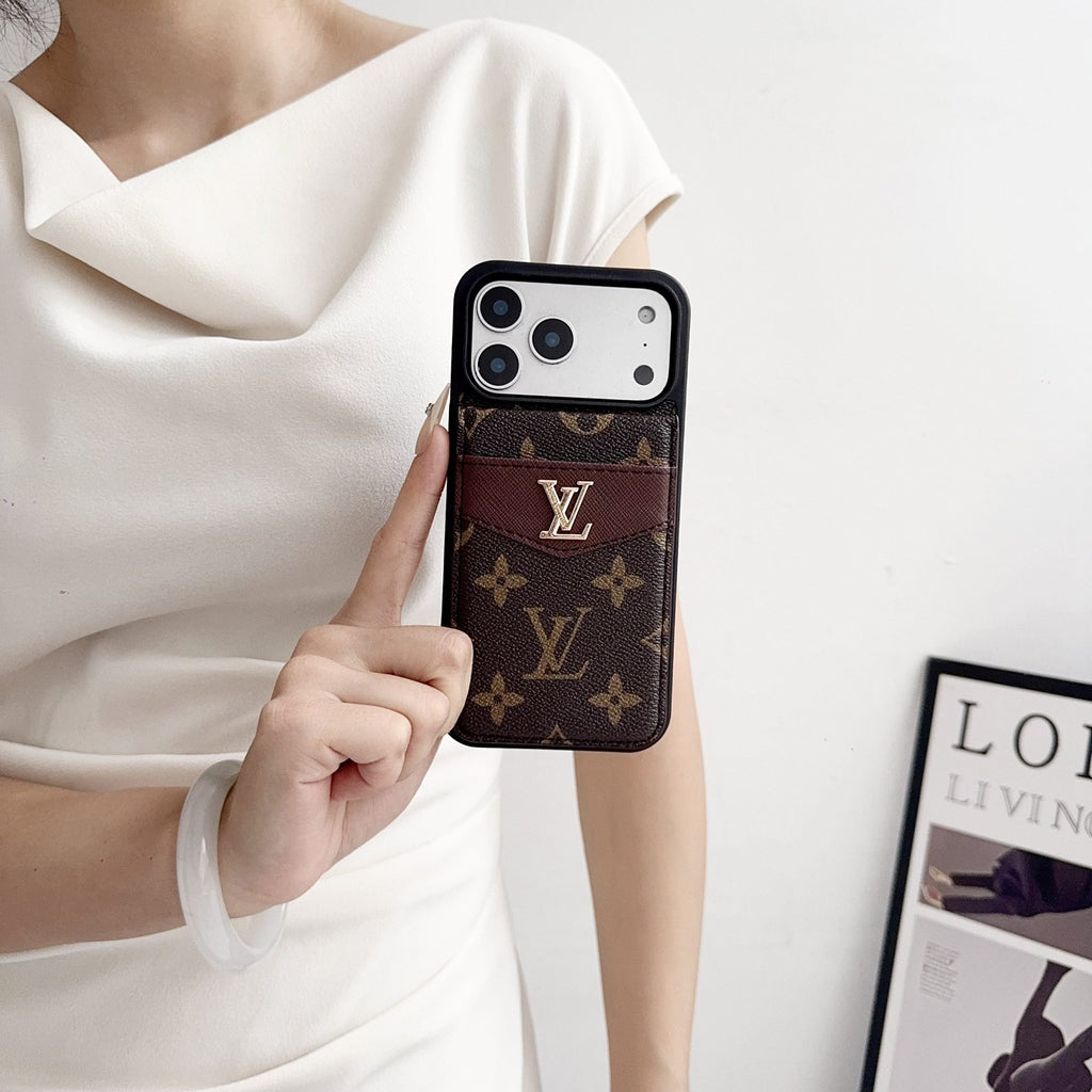 Louis V Card Holder Case For iPhone 17/ 16/ 15/ 14