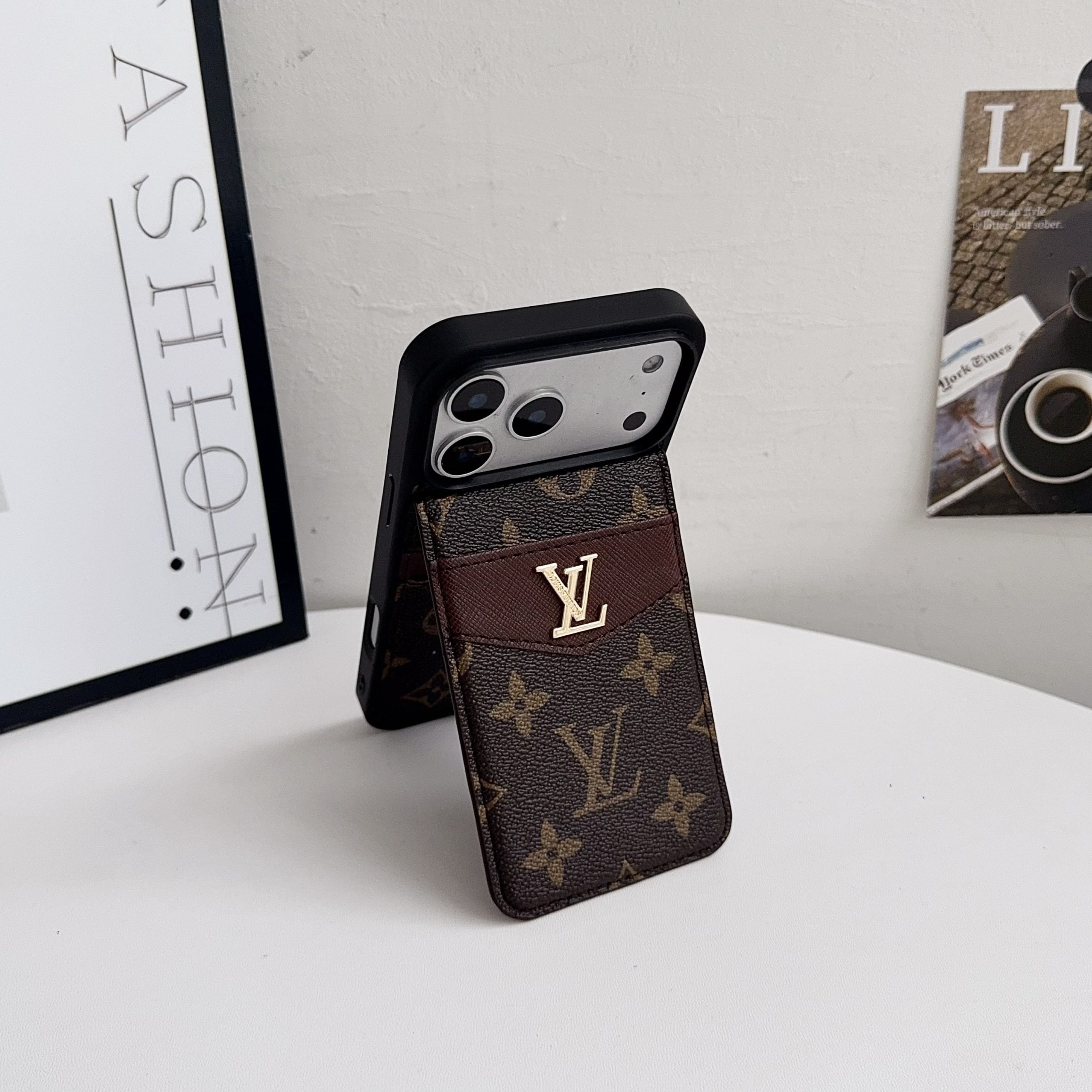 Louis V Card Holder Case For iPhone 17/ 16/ 15/ 14