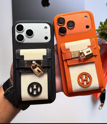 Hermes Luxury Leather Phone Case For iPhone 13-17