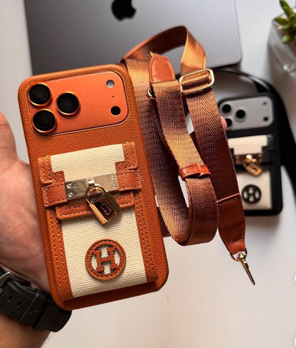 Hermes Luxury Leather Phone Case For iPhone 13-17