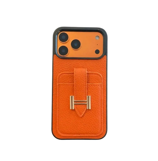 HRM Leather Card Holder Case with H Buckle