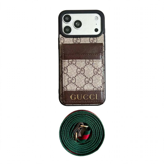 Luxury Gucci Phone case with card slot for iPhone 12-18