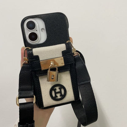 HRM Leather Case with Wristlet Strap & Perfume Charm for iPhone 13-18 Pro & Pro Max